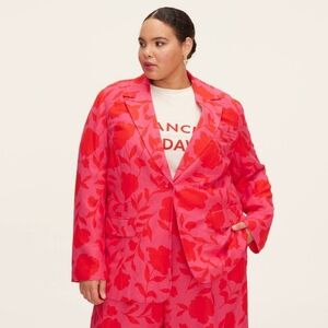 NWT Kate Spade Pink/Red Floral Blazer Size XL